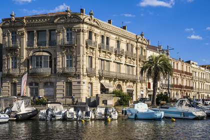 France, Hérault (34), Sète, à l'angle du canal Royal et du Canal de la Peyrade
