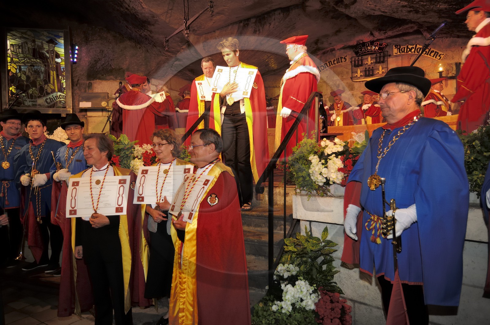 France, Indre et Loire, Chinon, Caves Painctes, wine growers brotherhood during the Flower Chapter