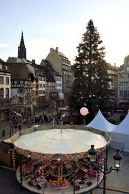 France, Bas Rhin, Strasbourg, old town listed as World Heritage by UNESCO, the big Christmas tree on the place Kleber
