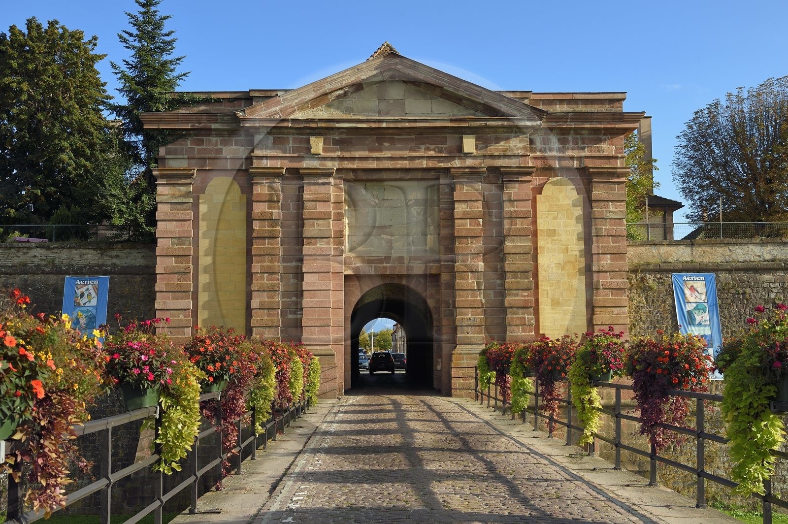 France, Haut-Rhin, Neuf Brisach, town fortified by Vauban, listed as World Heritage by UNESCO, the Porte de Colmar to the northwest