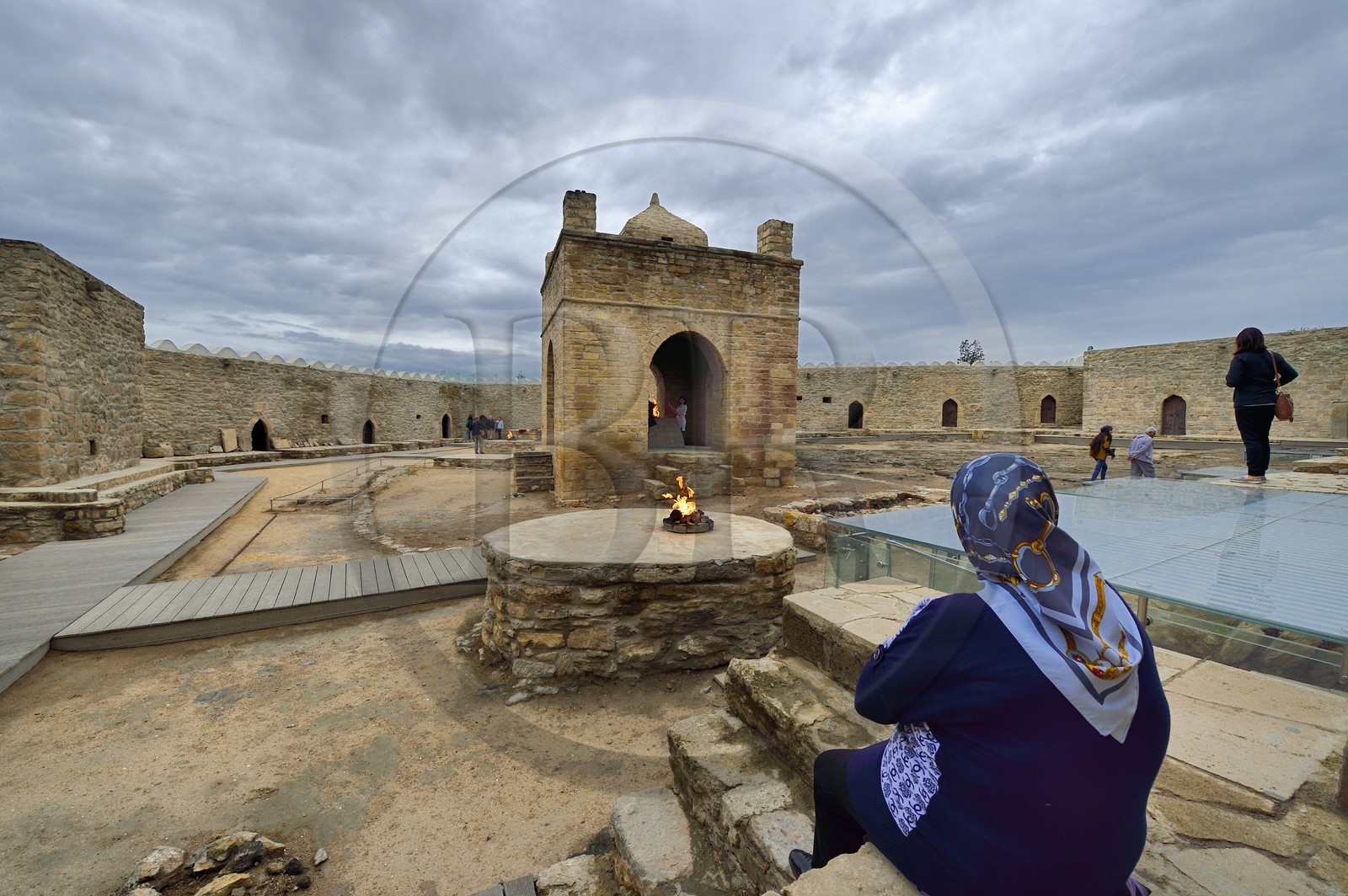 Azerbaïdjan, Bakou, Surakhany, Atashgah (Atechgah) ou Fire Temple (Temple du Feu), lieu de culte zoroastrien construit au XVIIIème siècle par une communauté indienne sur un site d'où sortait naturellement du gaz