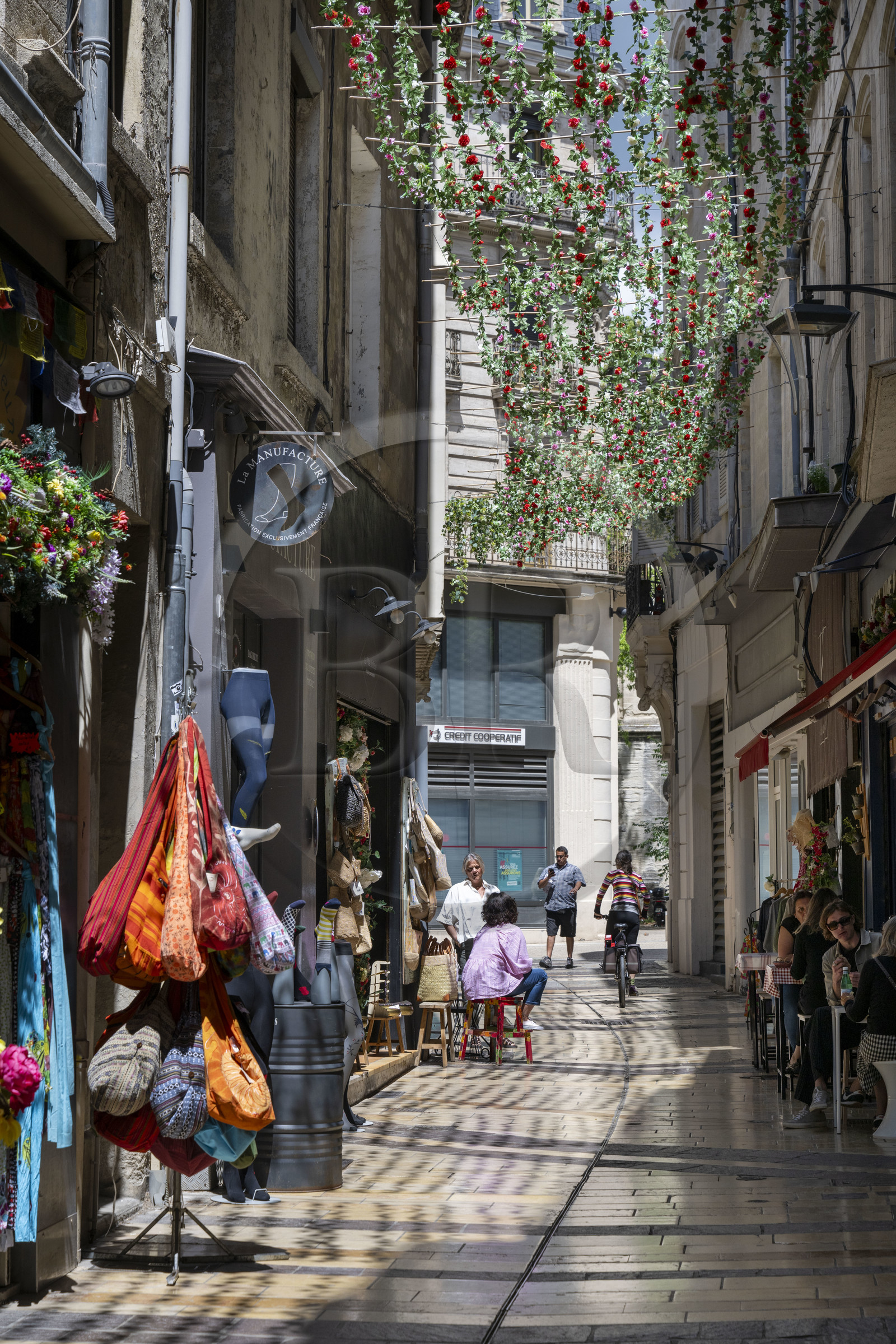 France, Vaucluse (84), Avignon, la rue des Fourbisseurs piétonne