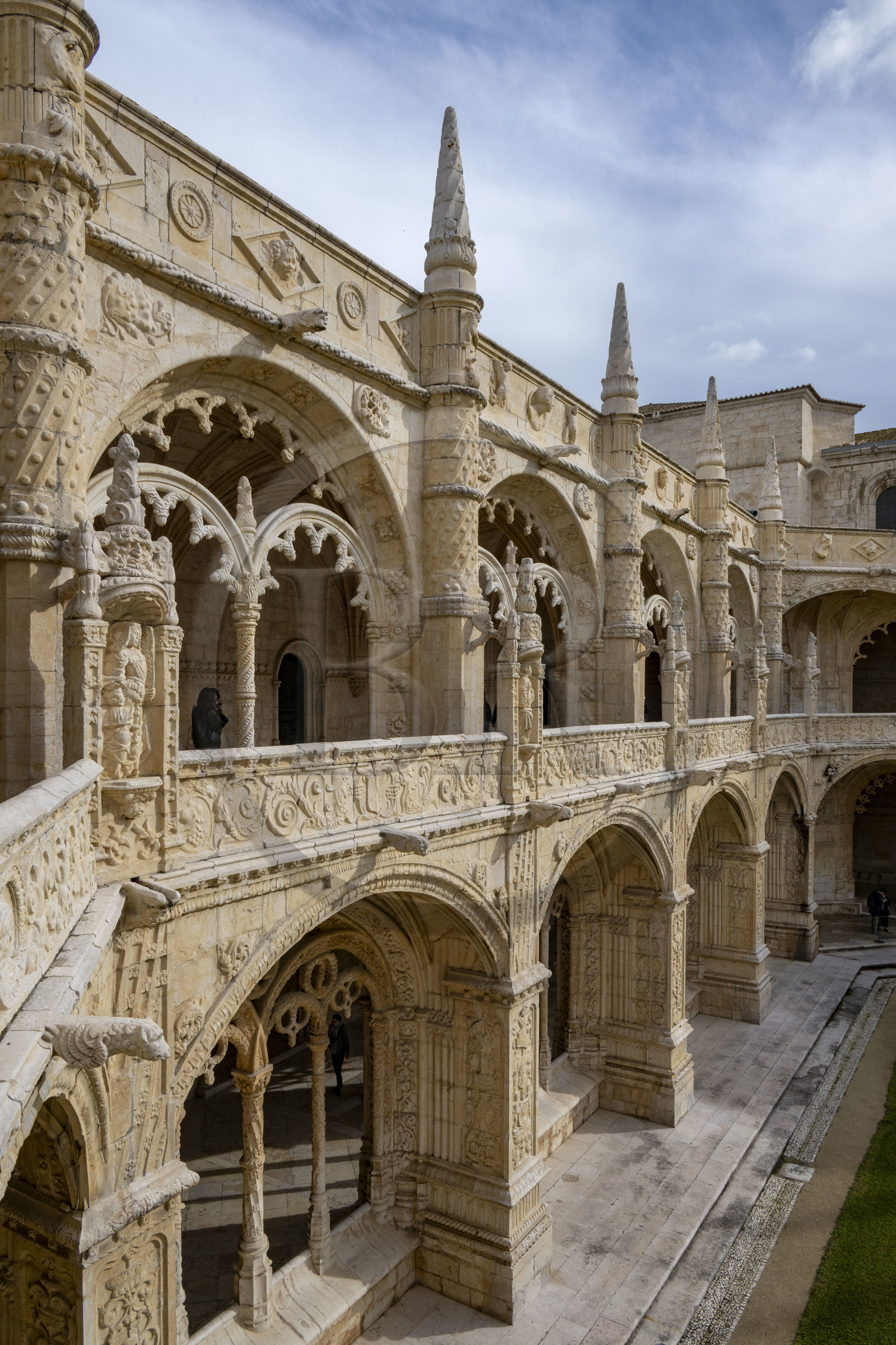 Portugal, Lisbonne, Bélem, Monastere des Hiéronymites (Mosteiro dos Jerónimos), classé Patrimoine Mondial de l'UNESCO, arcades du cloitre