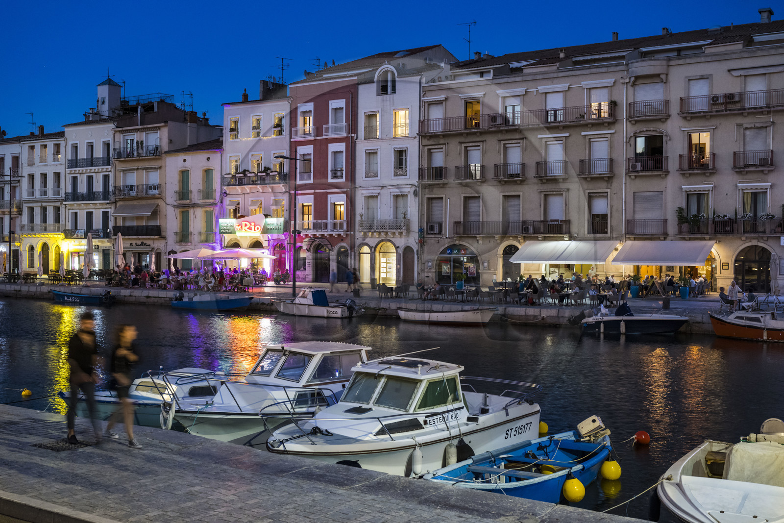 France, Herault, Sete, Canal royal in the Cadre royal, artist suites The Marcel above the old Rio cinema on Quai Léopold Suquet