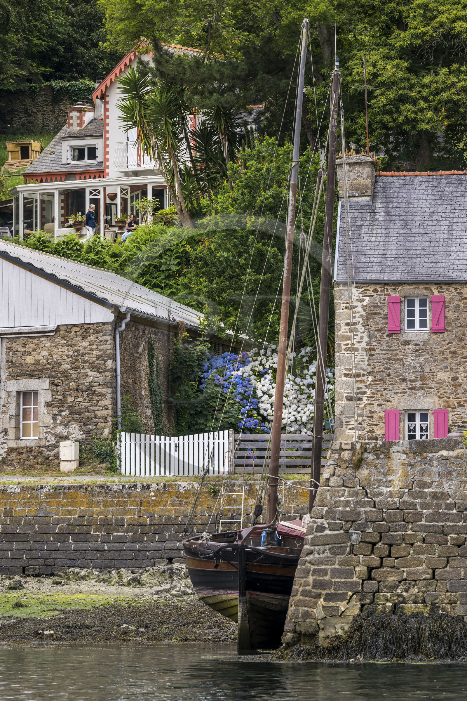 France, Finistère (29), Pays des Abers, Aber Wrac'h, Lannilis, le Port de Paluden à marée basse