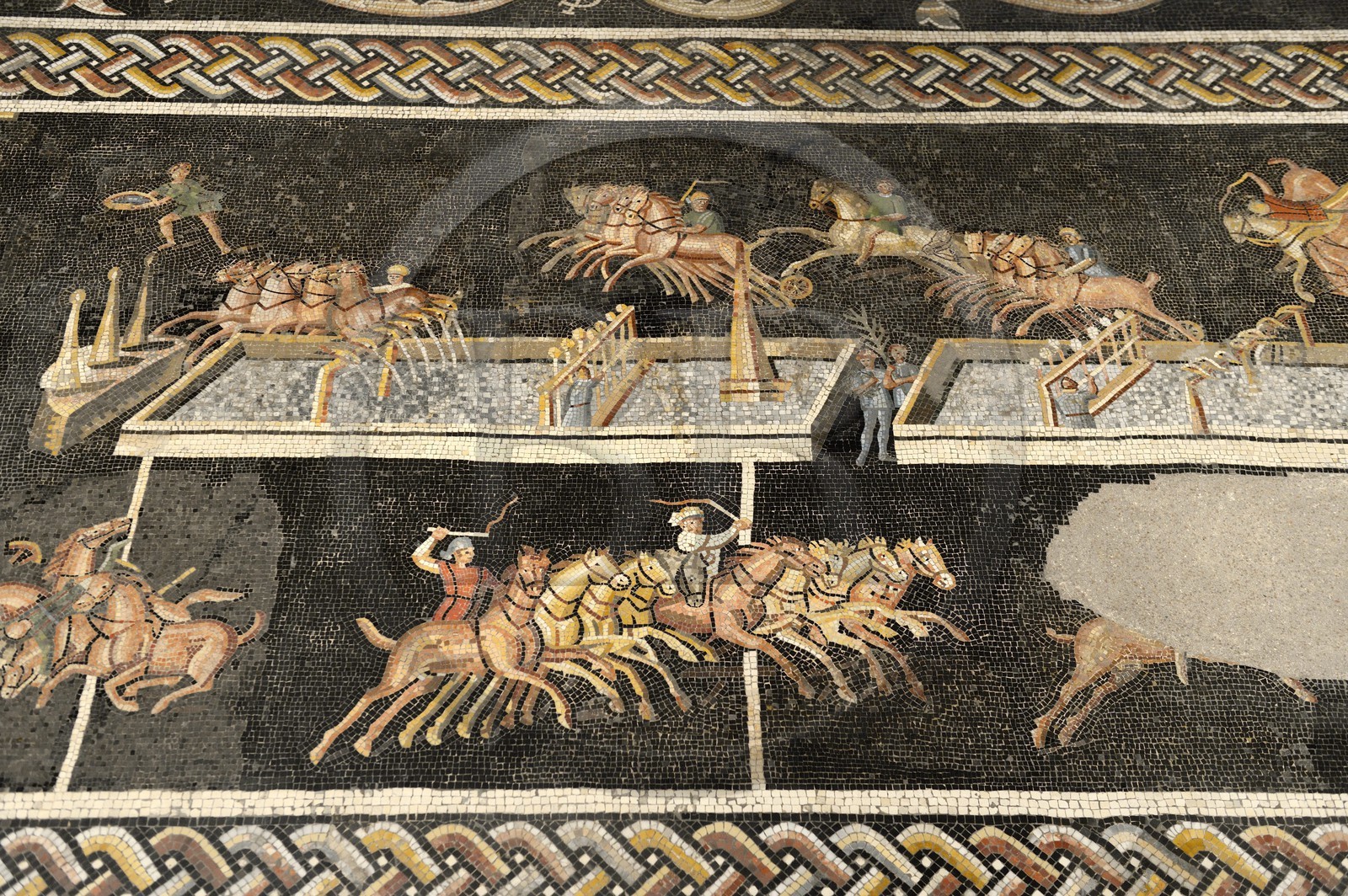 France, Rhone, Lyon, historical site listed as World Heritage by UNESCO, colline de Fourviere, Gallo-Roman Museum of Fourvière, circus games mosaic