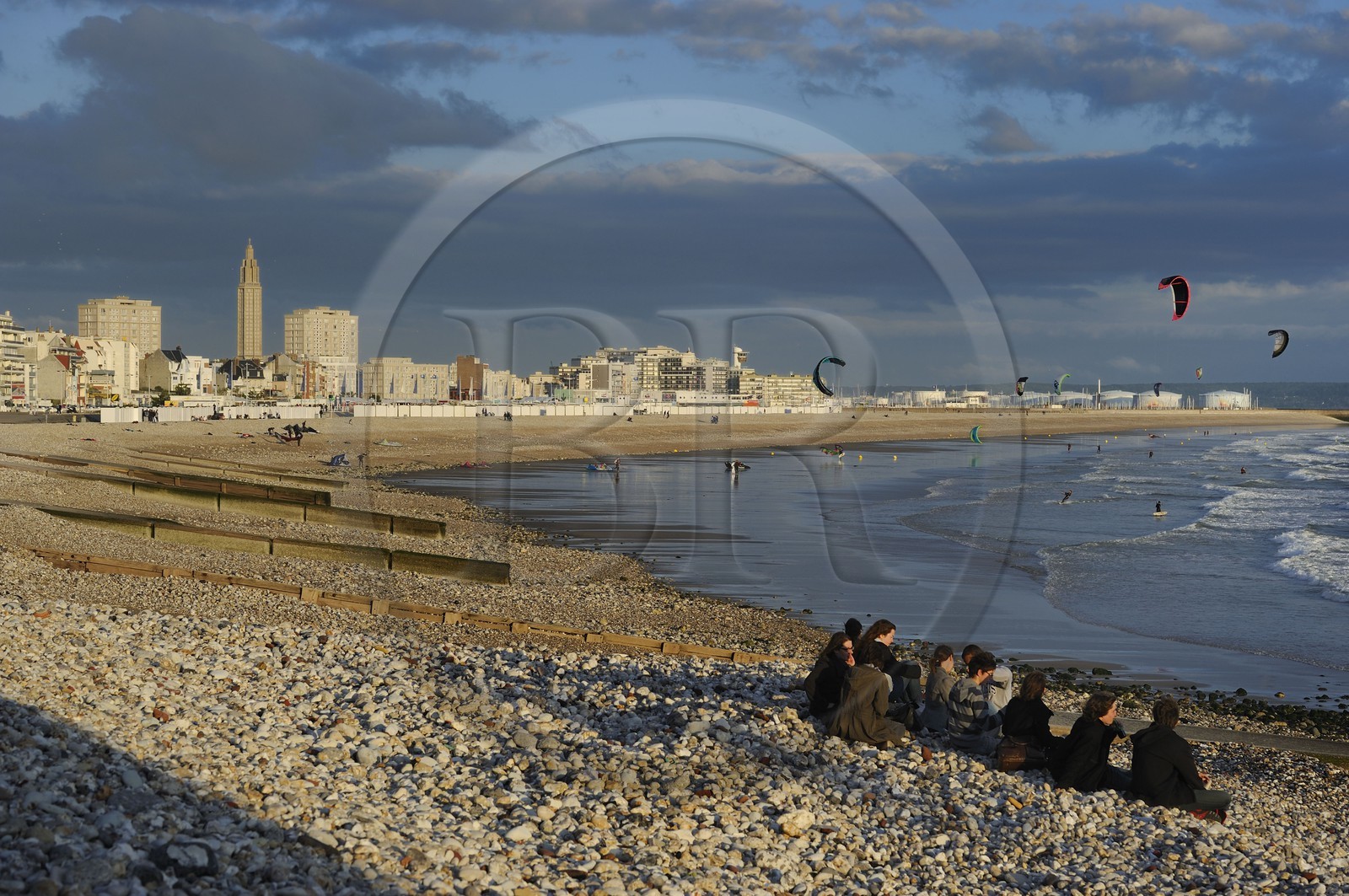 France, Seine Maritime, Le Havre, listed as World Heritage by UNESCO, the city center around the Lantern tower of Saint Joseph church seen from Sainte-Adresse