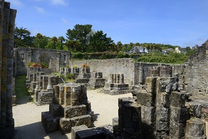 France, Finistère (29), , Mer d'Iroise, parc naturel régional d'Armorique, Presqu'île de Crozon, ruines de l'ancienne Abbaye Saint-Guénolé de Landévennec