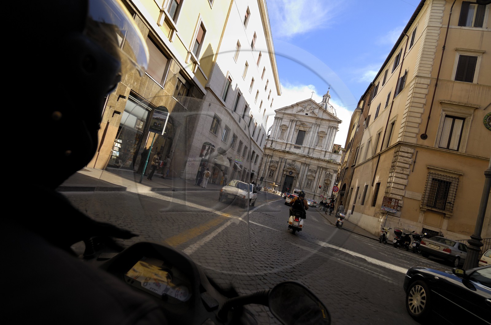 Italy, Lazio, Rome, going around in scooter