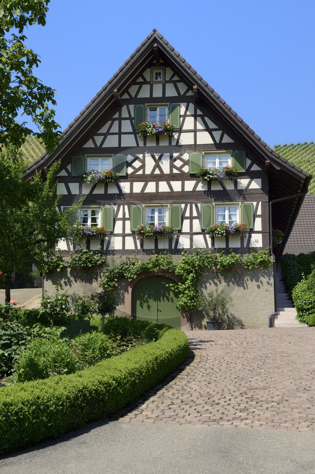 Allemagne, Bade-Wurtemberg, Durbach, ferme à pan de bois