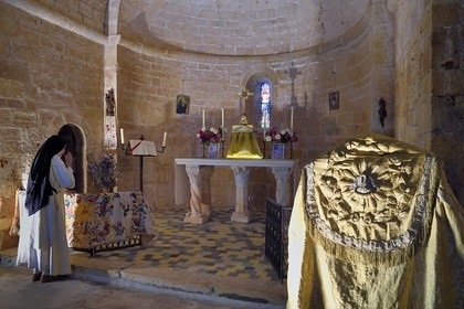 France, Var, Dracenie, Ampus, Notre Dame de Spéluque chapel (12th century) classified as a private Historic Monument property, Sister Marie of the Holy Spirit, Dominican nun who preserves the chapel
