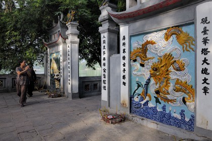 Vietnam, Hanoï, vieille ville, lac Hoan Kiem appelé le petit lac ou lac de l'épée restituée, temple Ngoc Son (de la montagne de jade)