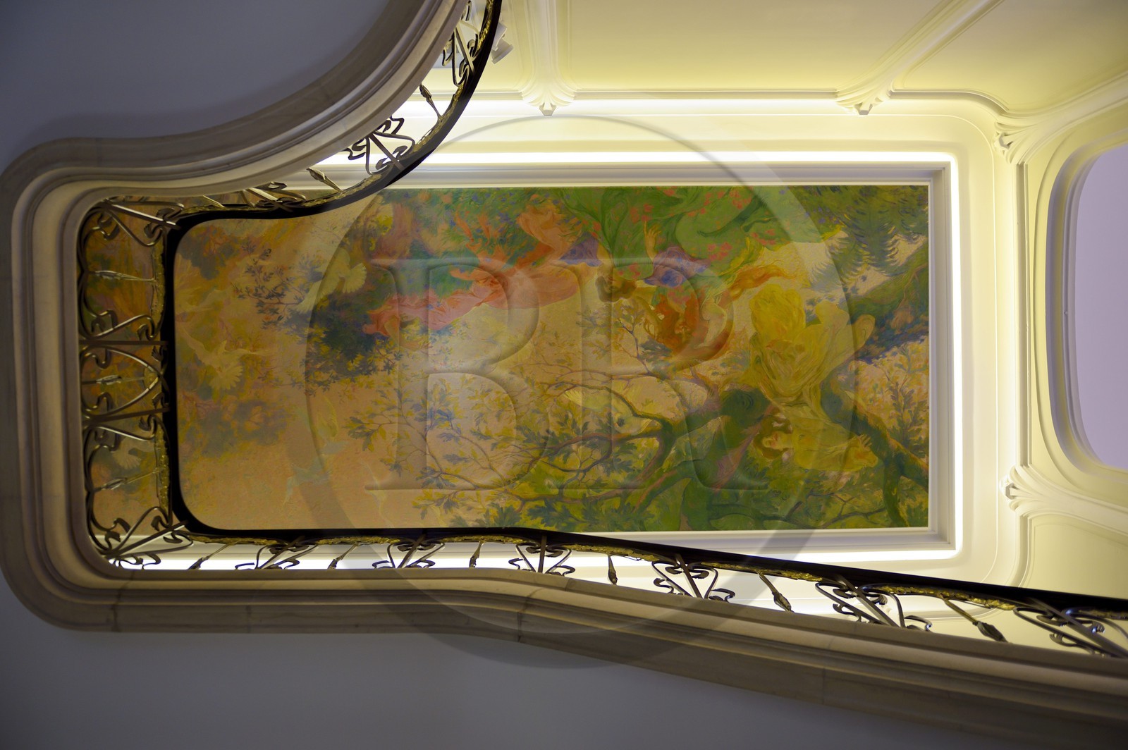 France, Meurthe-et-Moselle, Nancy, the Bergeret House of Art Nouveau style, ceiling by Victor Prouvé