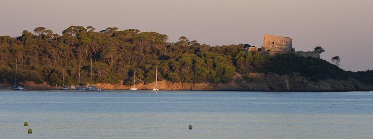 France, Var, Iles d'Hyeres, Parc National de Port Cros (National park of Port Cros), Porquerolles island, the Alycastre Fort and Bay