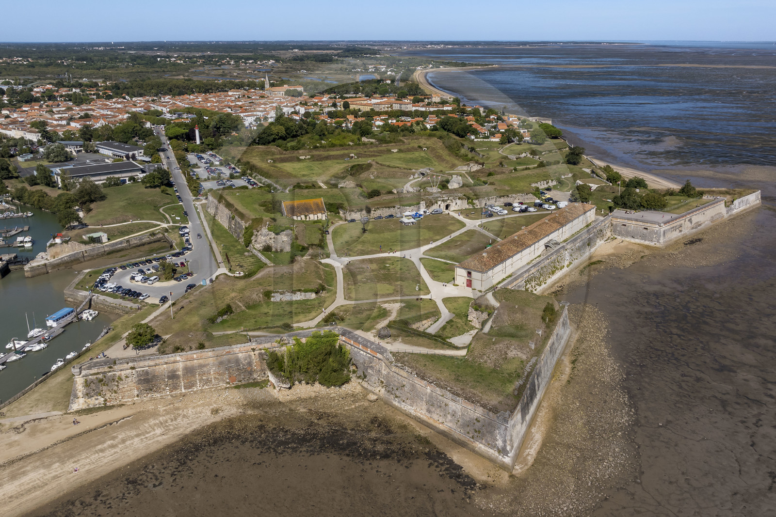 France, Charente Maritime, Oleron island, le Chateau-d'Oleron, the citadel (aerial view)