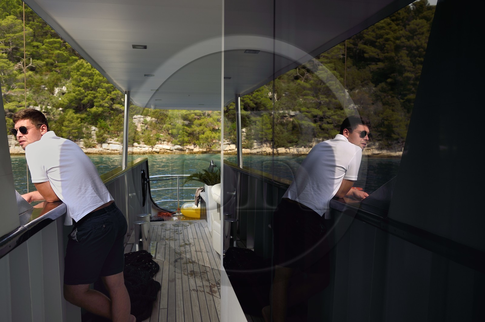 Croatie, Dalmatie, cote dalmate, Ile de Mljet, Parc national de Mljet, le bateau de croisière Ave Maria et son capitaine Rade Naranca