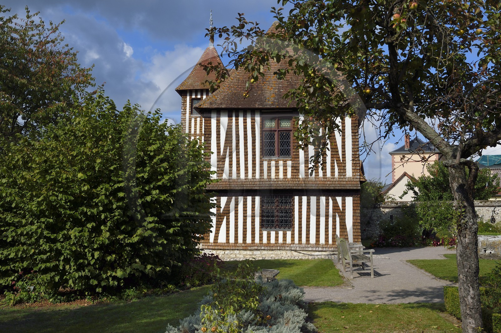 France, Seine Maritime, Petit Couronne near Rouen, Pierre Corneille museum, typical Norman manor with its half-timberings, it served as country house to the writer