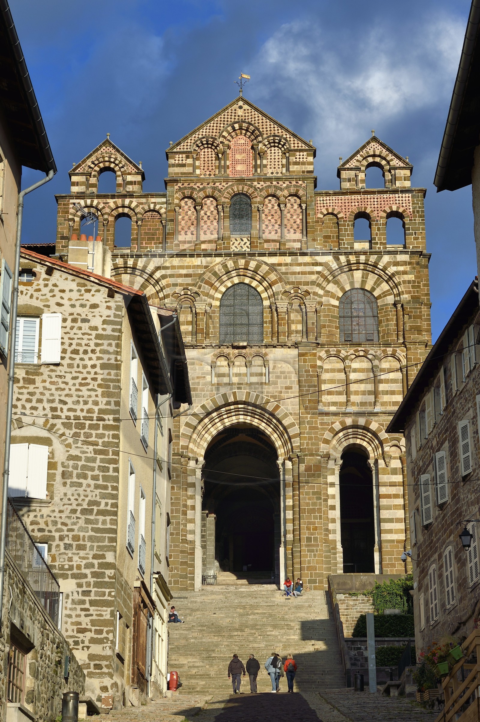 France, Haute Loire, Le Puy en Velay, Routes of Santiago de Compostela, the rue des Tables leading to the 12th century Our Lady (Notre-Dame-de-l'Annunciation) cathedral listed as World heritage by UNESCO