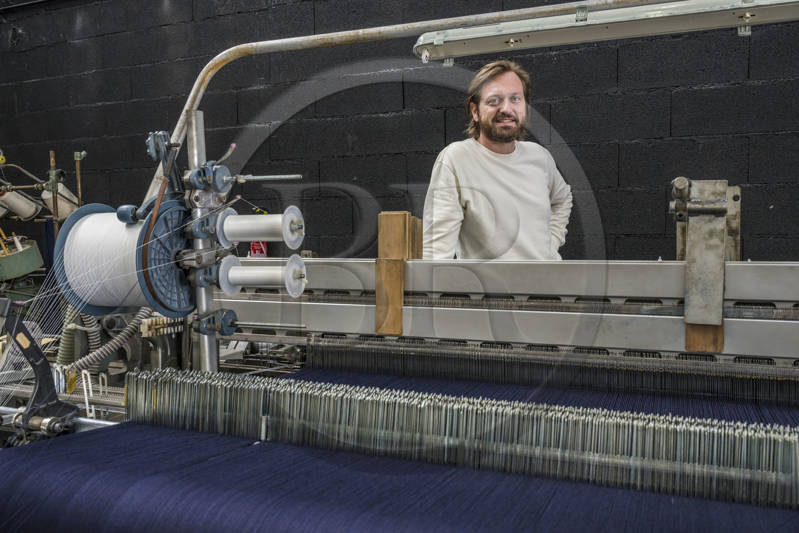 France, Gard, Nimes, Guillaume Sagot, founder of the Atelier de Nîmes which relaunched the manufacture of traditional denim fabrics