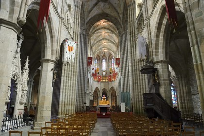 France, Côtes-d'Armor (22), Tréguier, nef de la cathédrale Saint-Tugdual