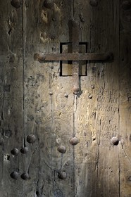 France, Manche, the abbey of Mont Saint Michel, listed as World Heritage by UNESCO, door of jail going towards the north south stairs