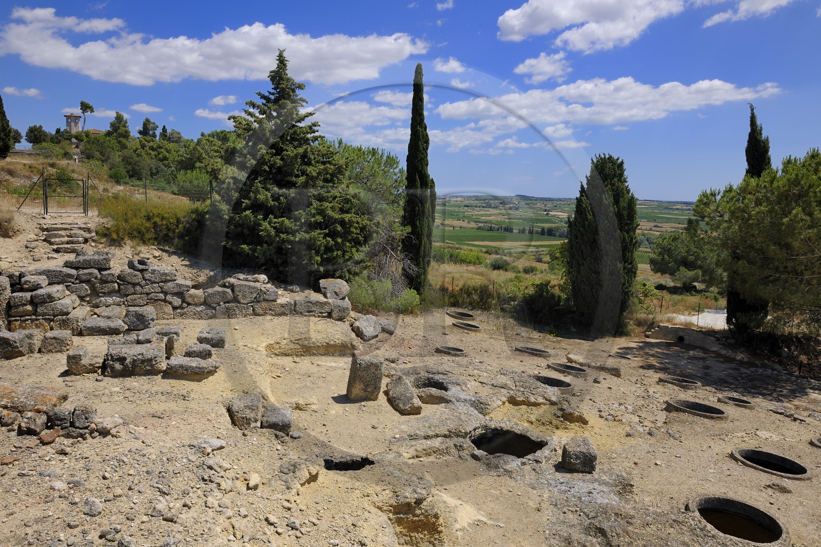 France, Herault, Nissan-lez-Enserune, the Oppidum d'Enserune is an ancient hill-town between the sixth century BC and first century AD, silos that have been used for storing food