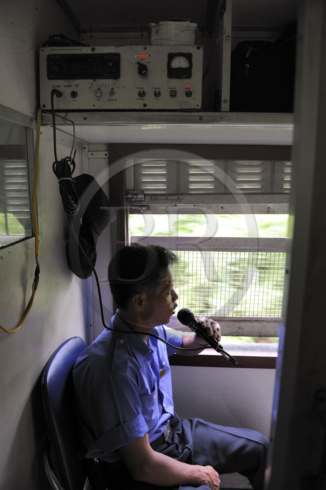 Vietnam, day train from Lao Cai to Hanoi, announcements of the stops