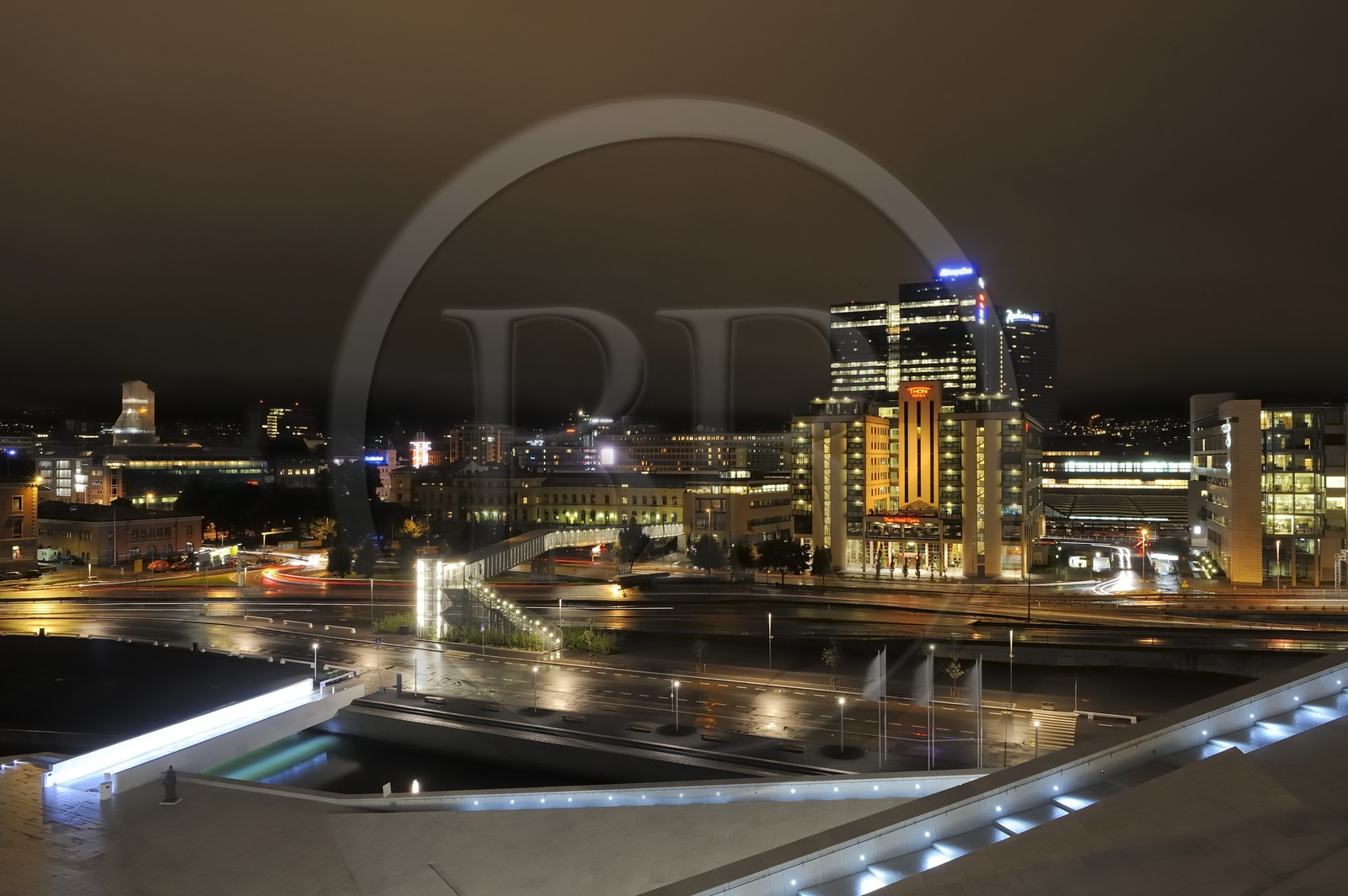 Norway, Oslo, docks district of Bjorvika, the city seen from the top of the new opera house by Snohetta architects