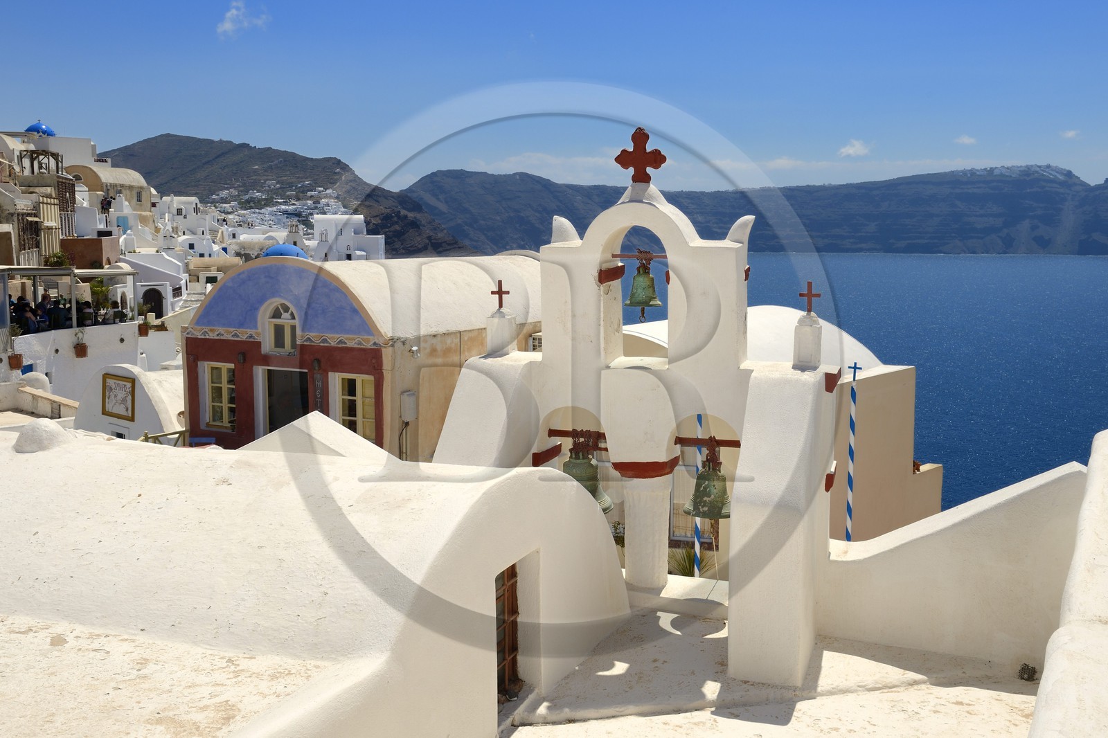 Grèce, Les Cyclades, mer Égée, île de Santorin (Thira ou Théra), le village de Oia qui surplombe la Caldera