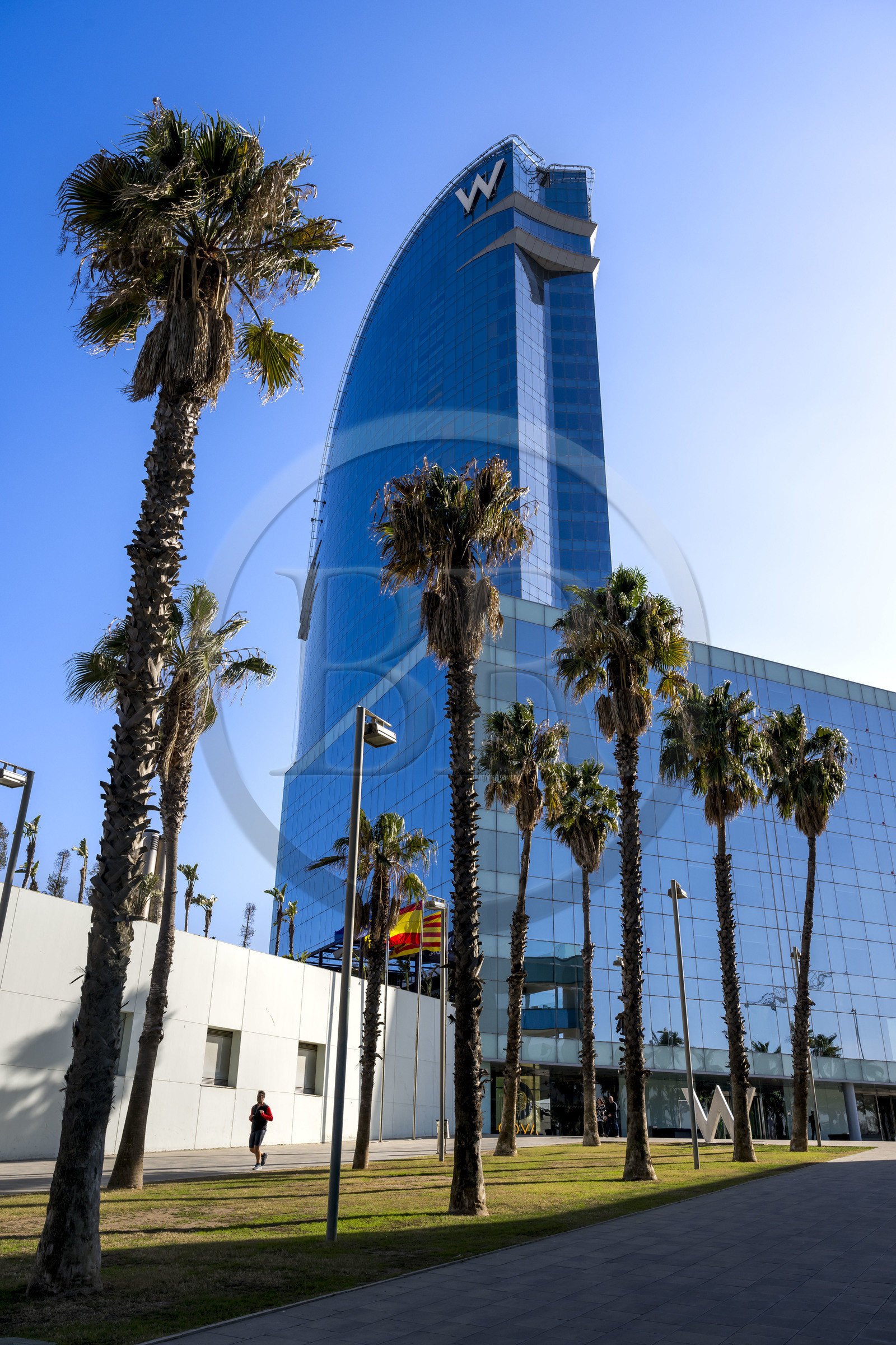 Espagne, Catalogne, Barcelone, La Barceloneta, Port Vell, l'Hotel W Barcelona de l'architecte Ricardo Bofill sur le front de mer