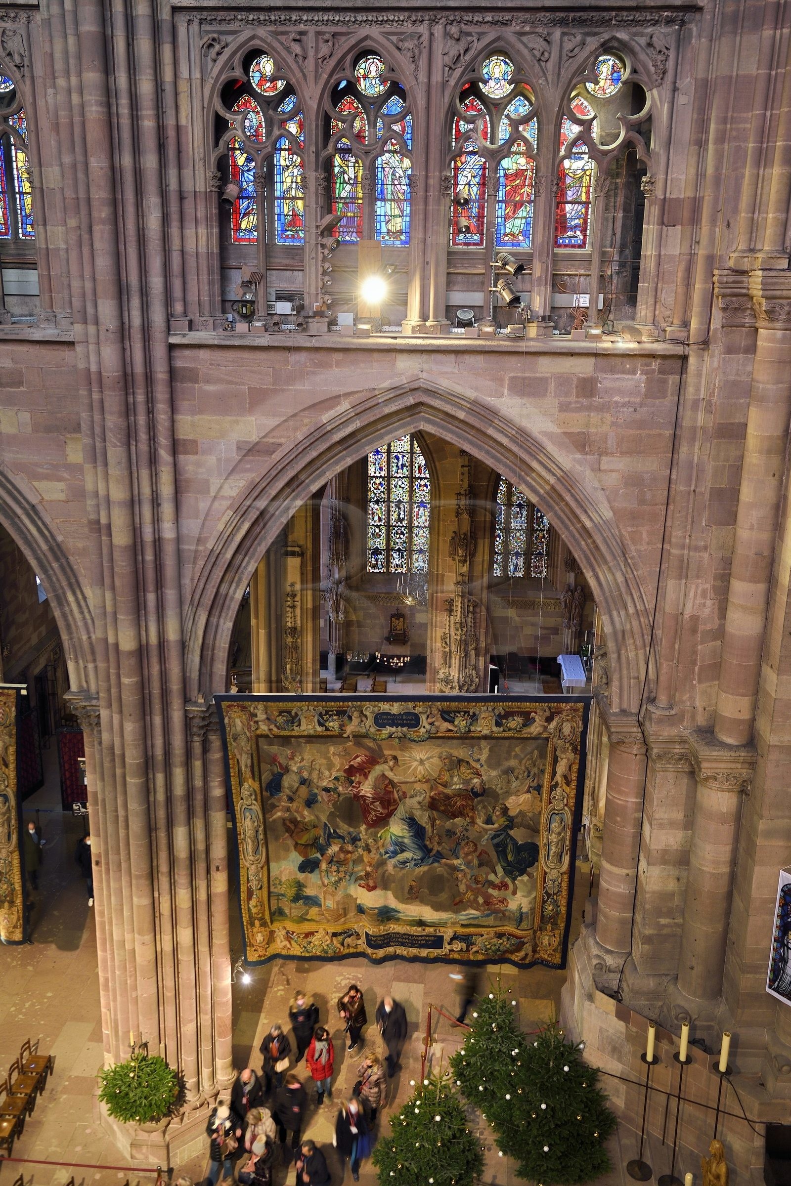 France, Bas Rhin, Strasbourg, old town listed as World Heritage by UNESCO, Notre Dame Cathedral, the Scenes from the Life of the Virgin made at the request of Richelieu are a series of fourteen tapestries hung in the nave during the Advent period, under the triforium