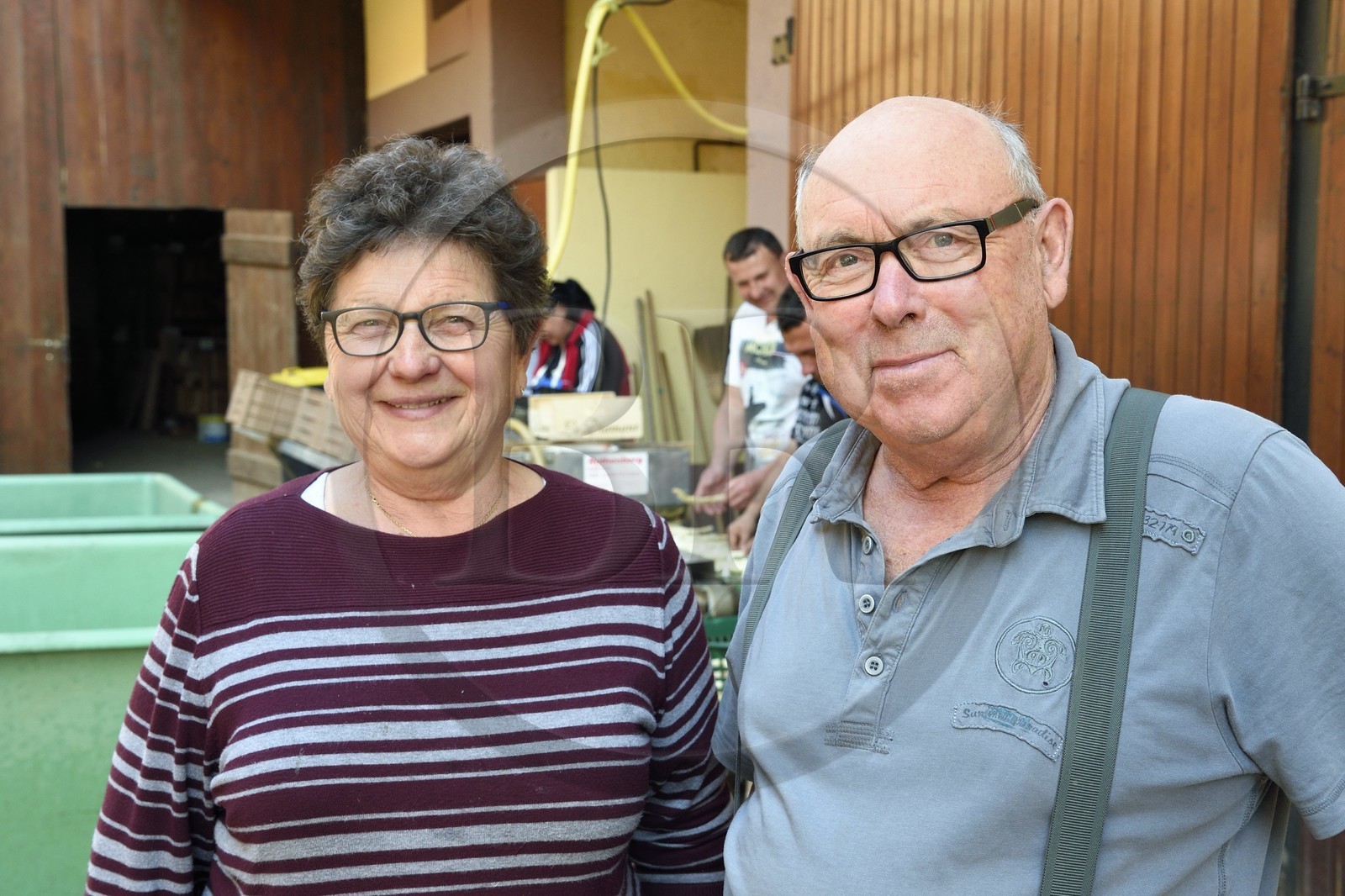 France, Bas-Rhin (67), Fessenheim-Le-Bas, Ferme Weckel, Hélène et Léon Weckel