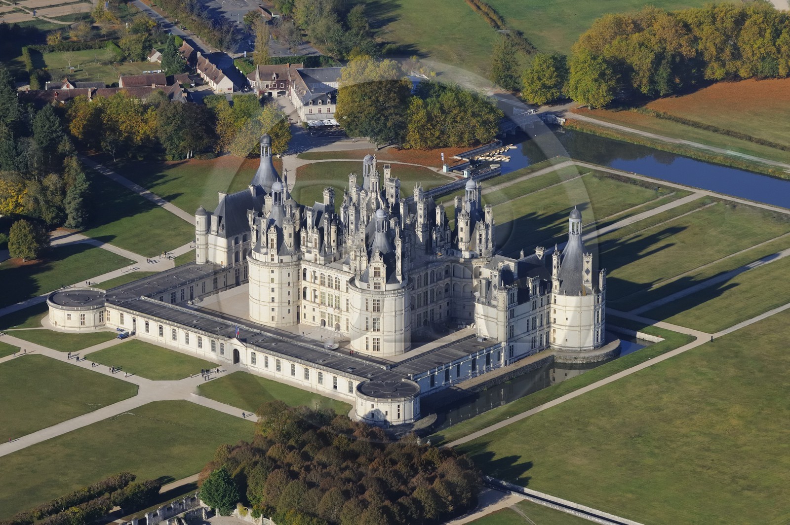 France, Loir et Cher, Loire Valley listed as World Heritage by UNESCO, Chateau de Chambord (aerial view)