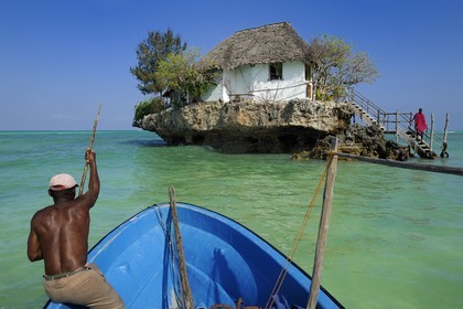 Tanzania, Zanzibar Archipelago, Unguja island (Zanzibar), east coast, The Rock restaurant perched on an small island at Pingwe