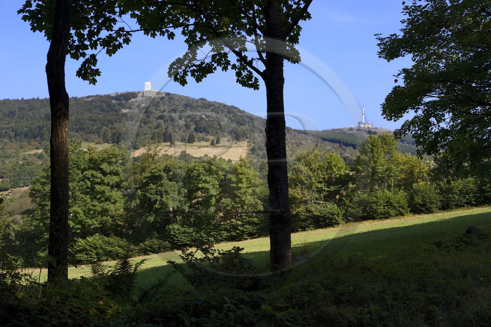 France, Loire (42), Parc Naturel Régional du Pilat, Crêt de l'Oeillon à droite dans le massif du Pilat