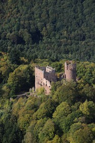 France, Bas Rhin, Klingenthal, Ottrott de Rathsamhausen Castle (aerial view)
