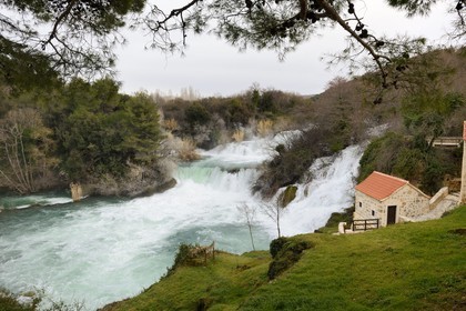 Croatie,  Dalmatie centrale, region de Sibenik, parc national de Krka, chutes de la rivère Krka