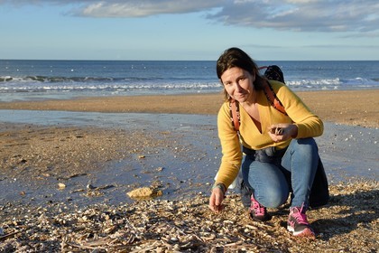 France, Calvados (14), Pays d'Auge, la côte Fleurie, Cabourg, promenade sur la plage de la station balnéaire