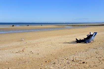France, Calvados (14), Pays d'Auge, la côte Fleurie, Cabourg, la plage de la station balnéaire