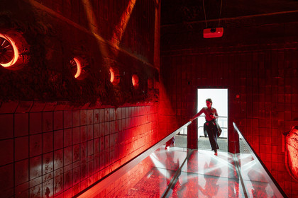 Portugal, Lisbonne, quartier de Belem, MAAT (Musée d'Art, Architecture et Technologie ou Museu de Arte, Arquitetura e Tecnologia) sur les bords du Tage, musée de l'électricité et expositions d'art moderne dans l'ancienne centrale thermique Central Tejo