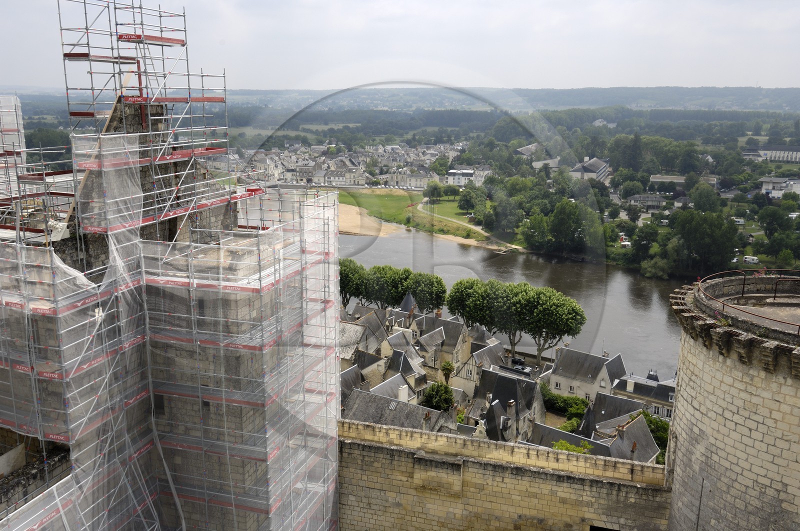 France, Indre et Loire, Loire Valley listed as World Heritage by UNESCO, Chinon, castle, restoration work of the royal house