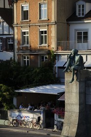 Switzerland, Basel, Helvetia, who is the feminine allegory symbolising Switzerland, seated on the Mittlere Brücke
