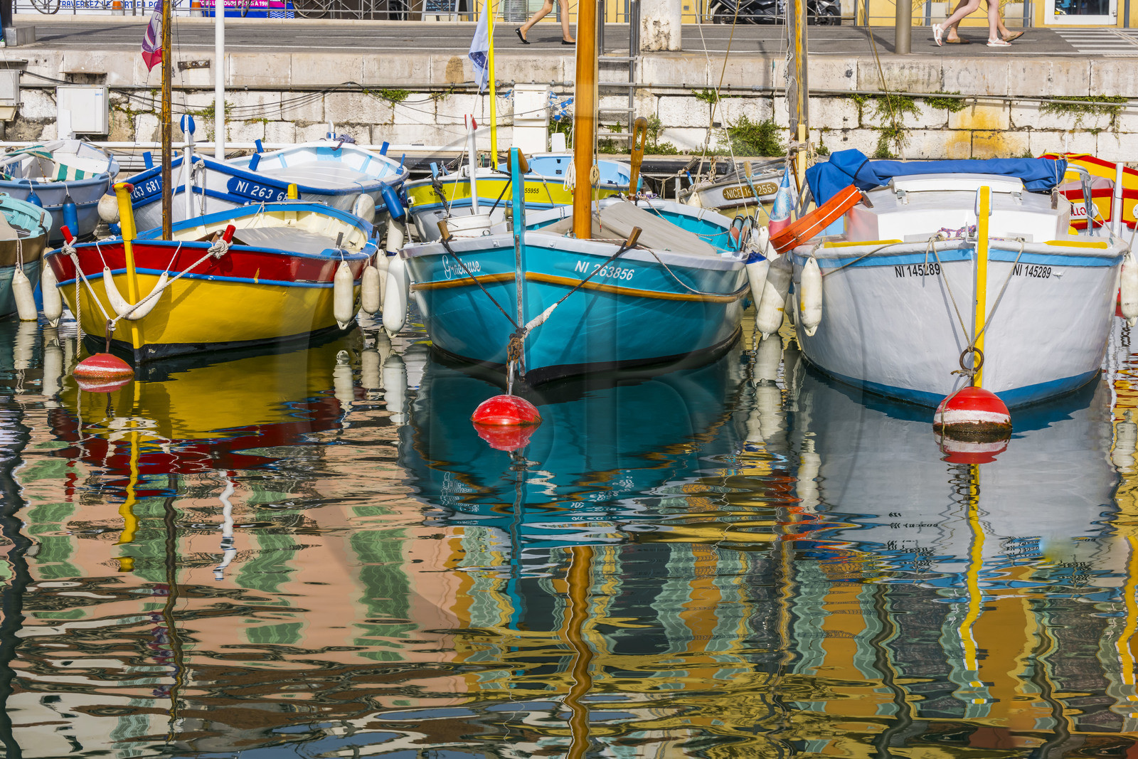 France, Alpes-Maritimes, Nice, listed as World Heritage by UNESCO, the old port or port Lympia, pointu boats which are traditional fishing boats