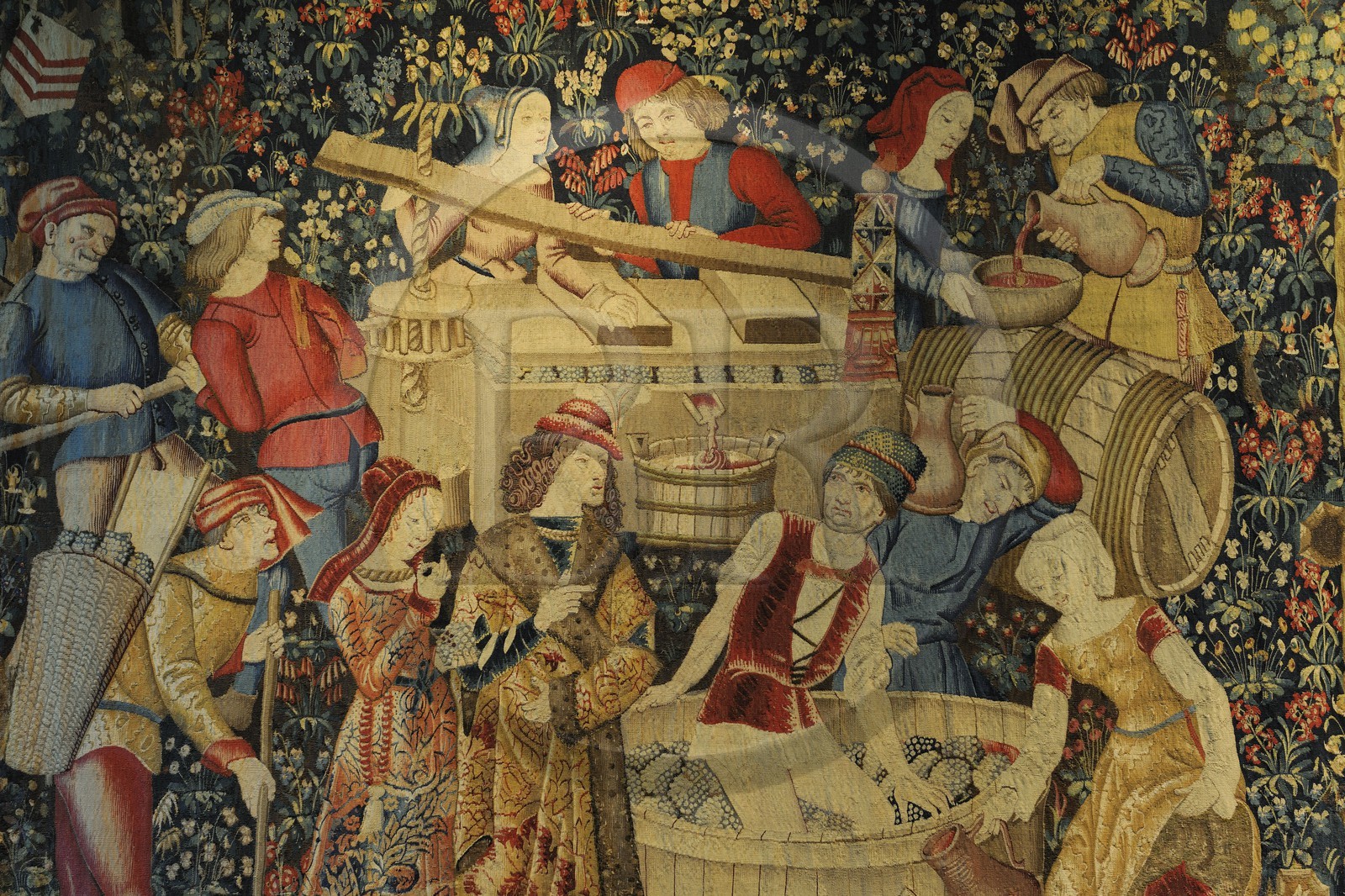 France, Paris (75), musée du Moyen-Age, ancien hôtel de Cluny, tapisserie les vendanges du début 16ème siècle