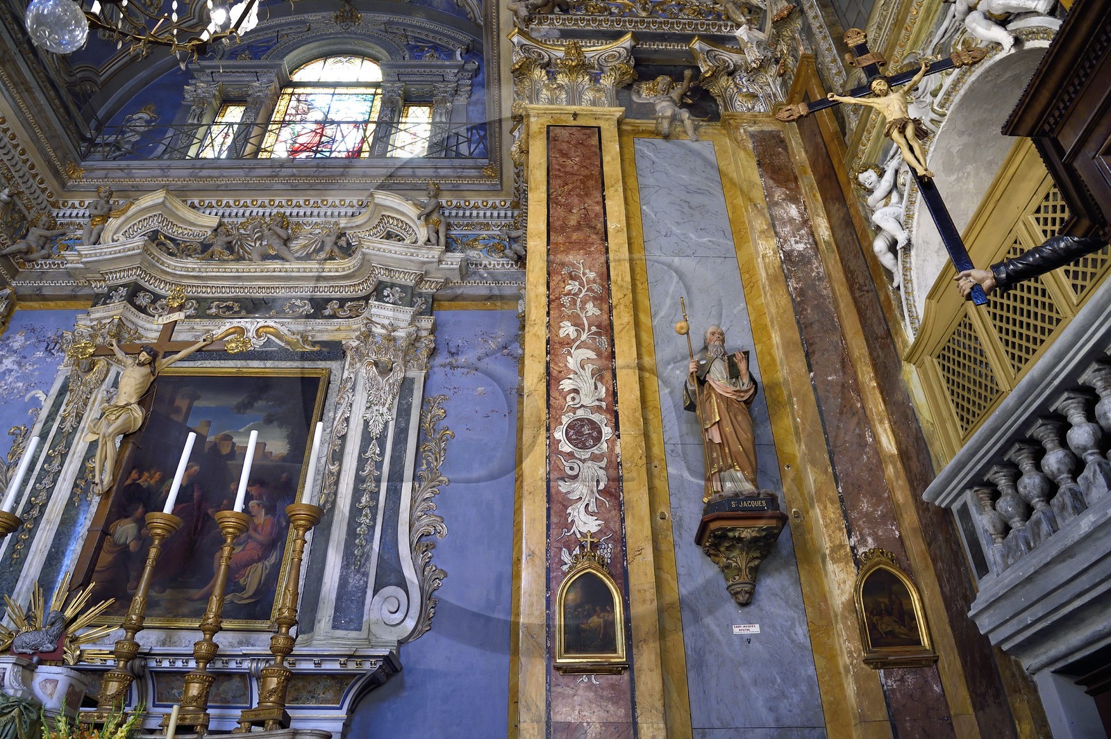 France, Alpes-Maritimes (06), Nice, quartier du Vieux Nice, L'église Saint-Jacques-le-Majeur dite aussi église du Gesù, statue de Saint-Jacques