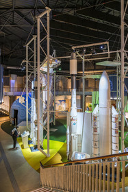 France, Guyane, Kourou, Centre Spatial Guyanais (CSG), Guyaspace Expérience (ancien Musée de l'Espace), maquettes de lanceurs (fusées)