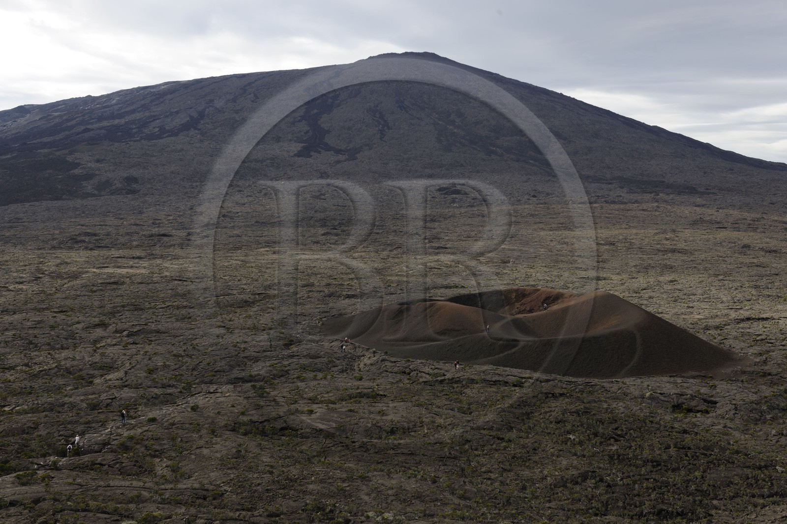 France, Reunion island (French overseas department), Piton de la Fournaise volcano, listed as World Heritage by UNESCO, Formica Leo crater in the foreground and Dolomieu crater inside the Enclos