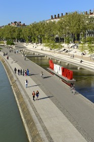 France, Rhone, Lyon, the banks of the Rhone river, the quai Victor Augagneur, OnlyLyon is the aglomeration Communication label