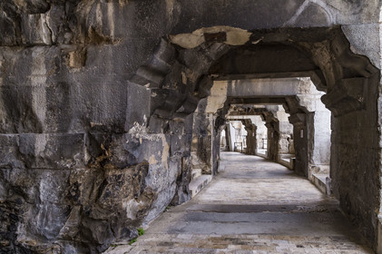 France, Gard, Nimes, the Arena, Roman amphitheater from the end of the 1st century, circular gallery of the middle floor leading to the bleachers