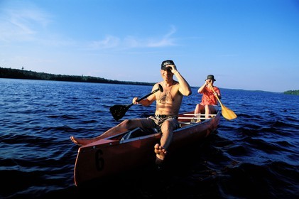 Canada, Quebec Province, La Verendrye Wildlife Reserve, canoe on the Lake Victoria